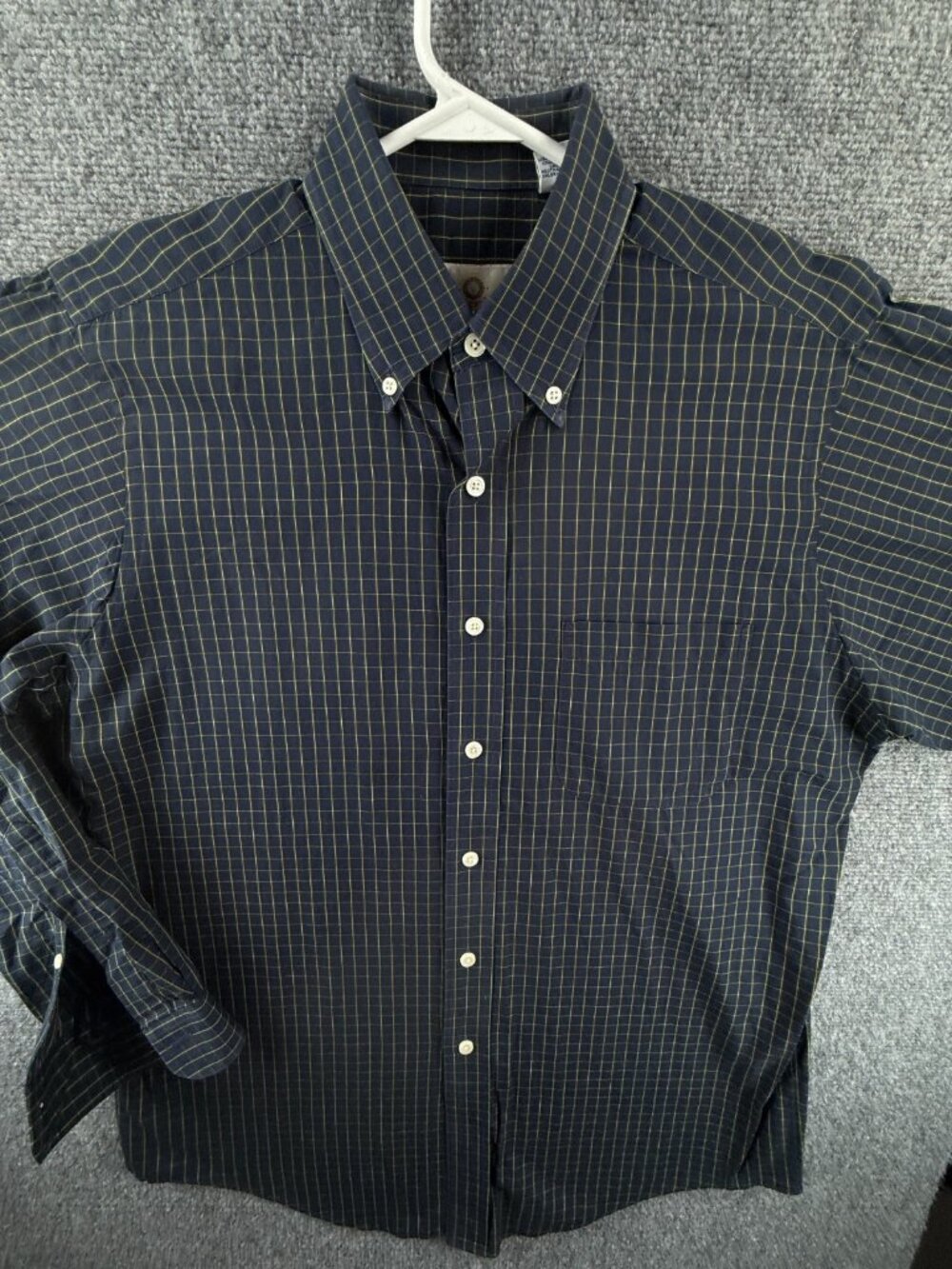 Viyella Green Blue Check Button Up Shirt Medium Cotton USA Made Long Sleeve
